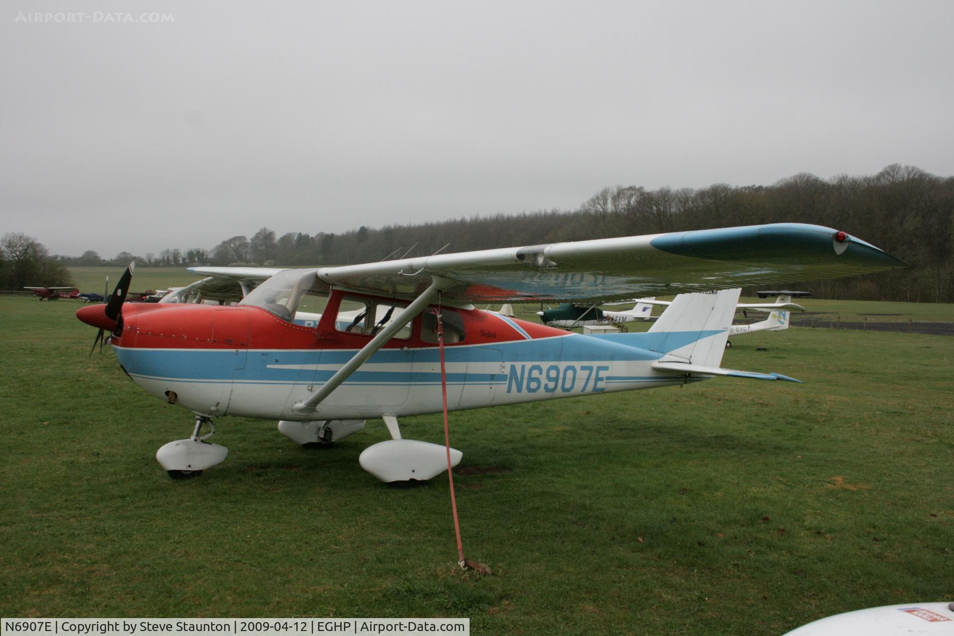 N6907E, 1960 Cessna 175A Skylark C/N 56407, Taken at Popham Airfield, England on a gloomy April Sunday (12/04/09)