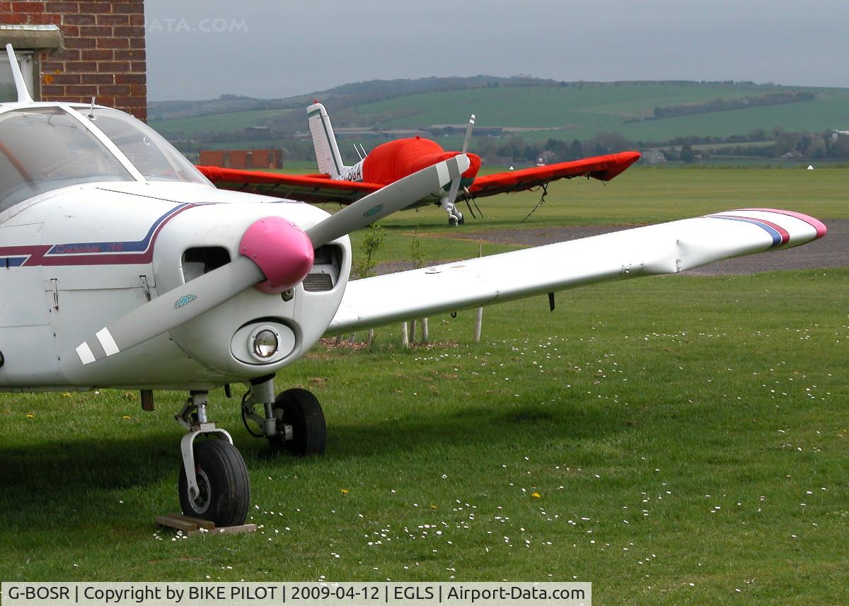 G-BOSR, 1966 Piper PA-28-140 Cherokee C/N 28-22092, WHILST TAKING OFF WITH A PUPIL PILOT THIS A/C WAS CAUGHT BY A STRONG CROSS WIND AND LEFT THE RUNWAY HITTING A FENCE CAUSING DAMAGE TO BOTH WINGS