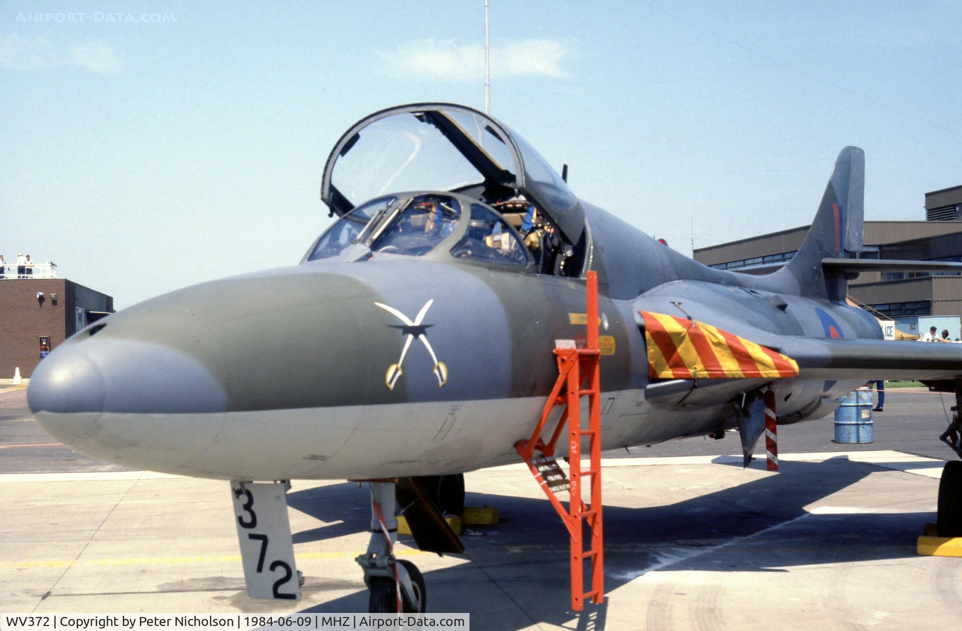 WV372, 1955 Hawker Hunter T.7 C/N 41H-670818, Hunter T.7 of 237 Operational Conversion Unit in the static park of the 1984 RAF Mildenhall Air Fete.