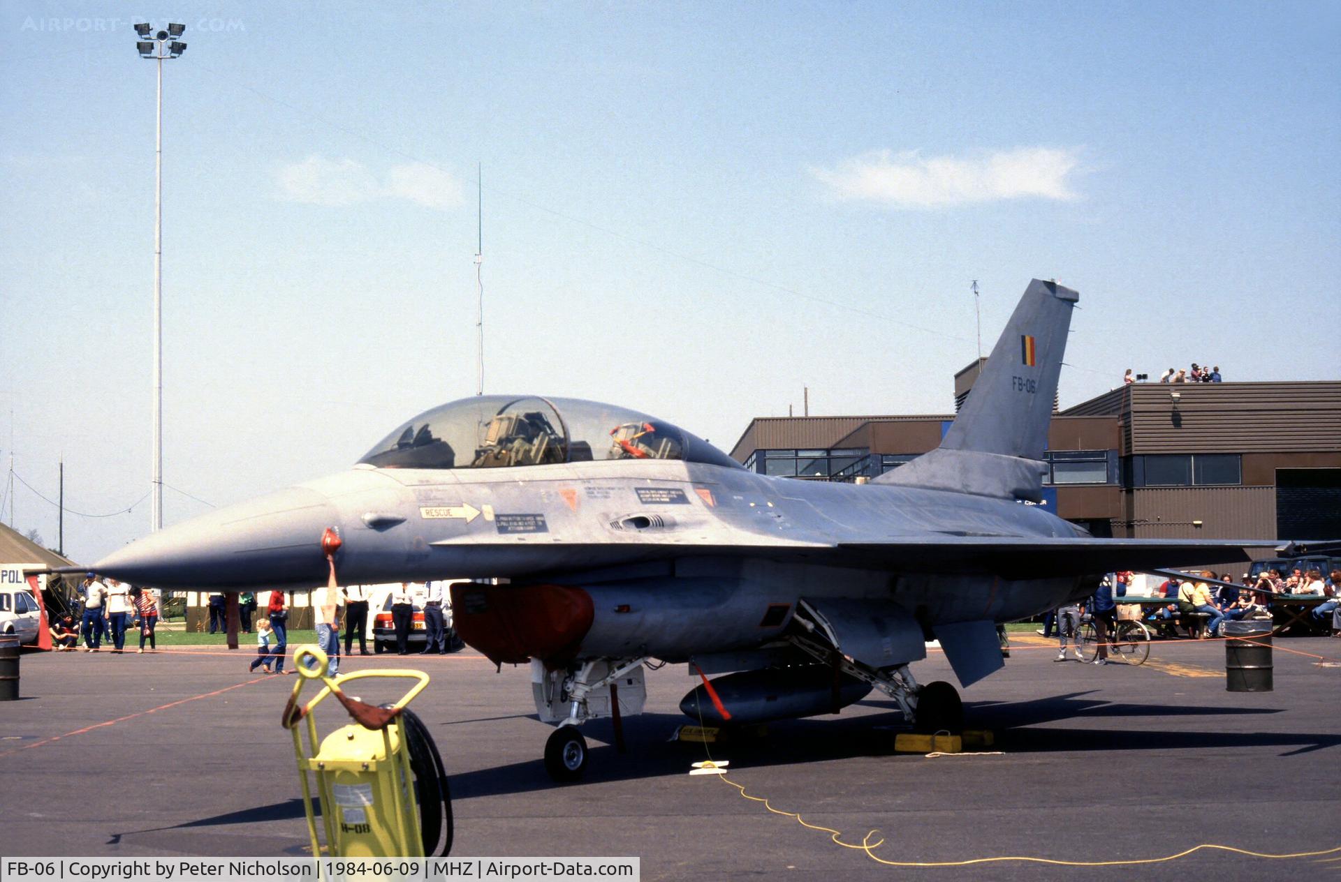 FB-06, 1978 SABCA F-16B Fighting Falcon C/N 6J-6, Belgian Air Force F-16B Falcon of 10 Wing at the 1984 RAF Mildenhall Air Fete.