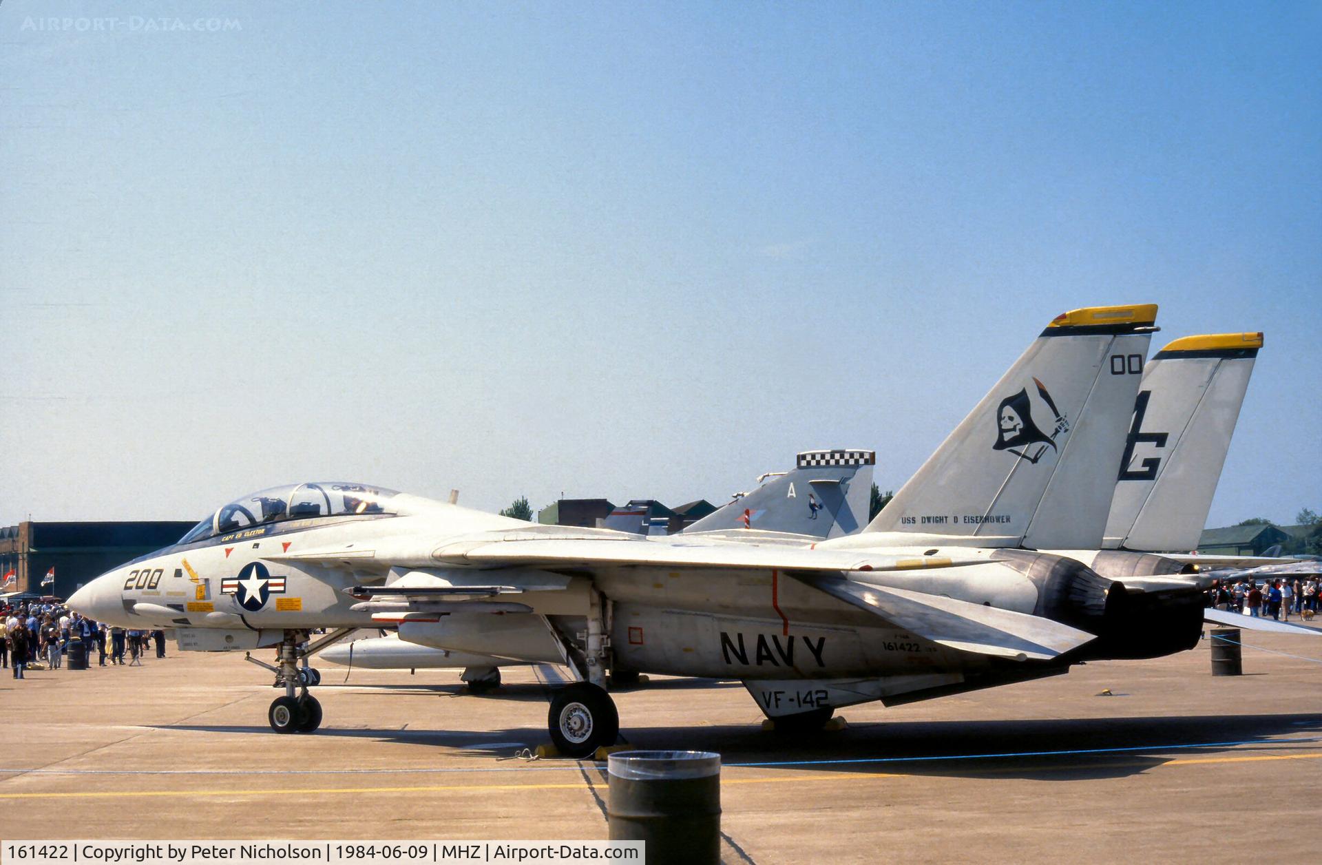 161422, Grumman F-14A Tomcat C/N 432, F-14A Tomcat of VF-142 aboard USS Dwight D Eisenhower at the 1984 RAF Mildenhall Air Fete.