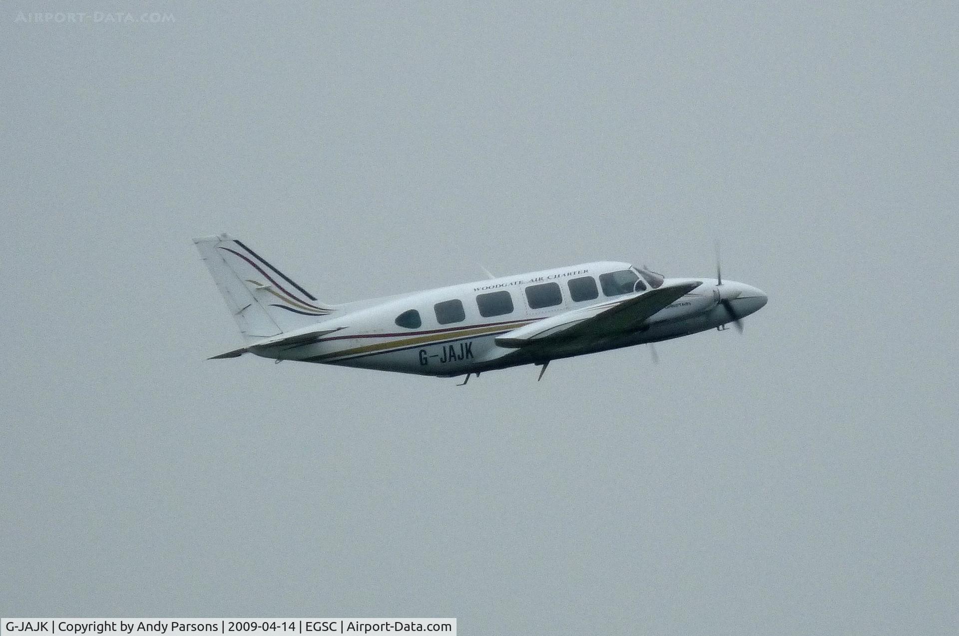 G-JAJK, 1980 Piper PA-31-350 Chieftain C/N 31-8152014, Departing Cambridge