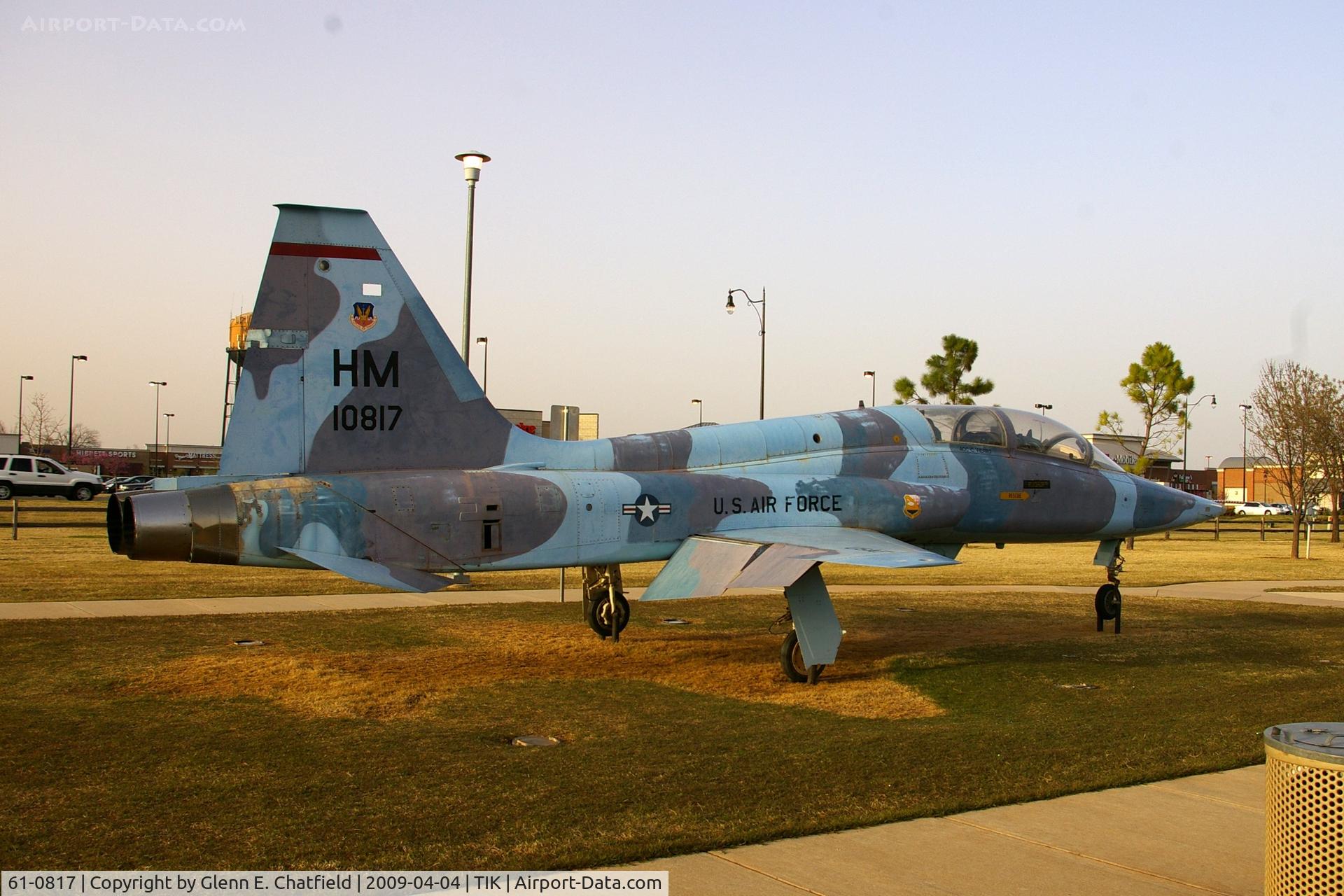 61-0817, 1961 Northrop AT-38B-40-NO Talon C/N N.5183, In a park across the highway from the Air Base