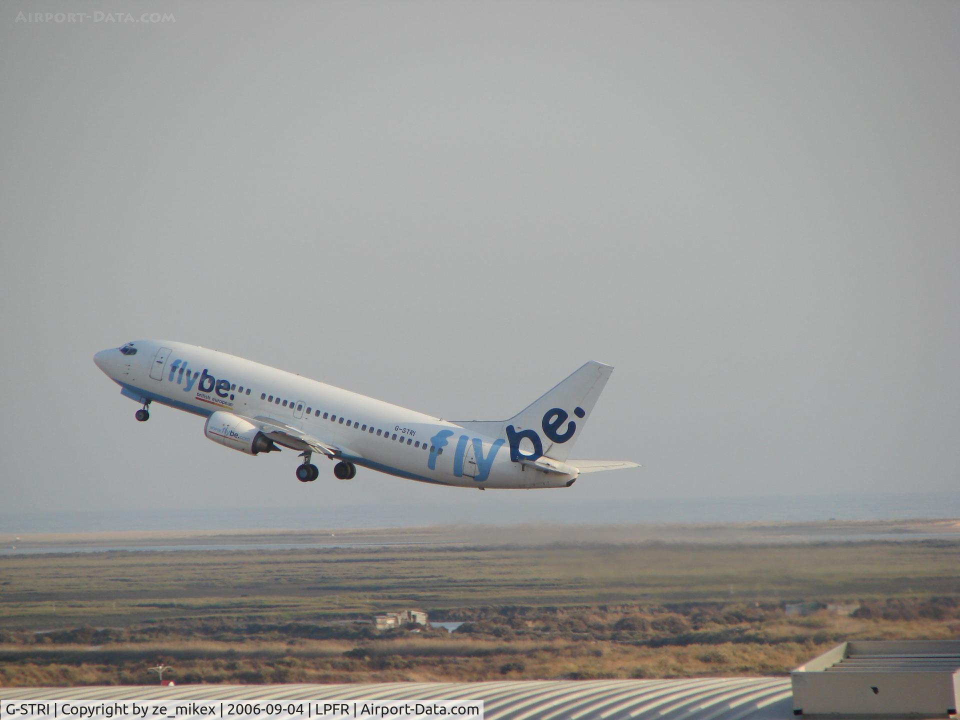 G-STRI, 1991 Boeing 737-33A C/N 25011, Fly be taking off at Faro, Algarve Portugal