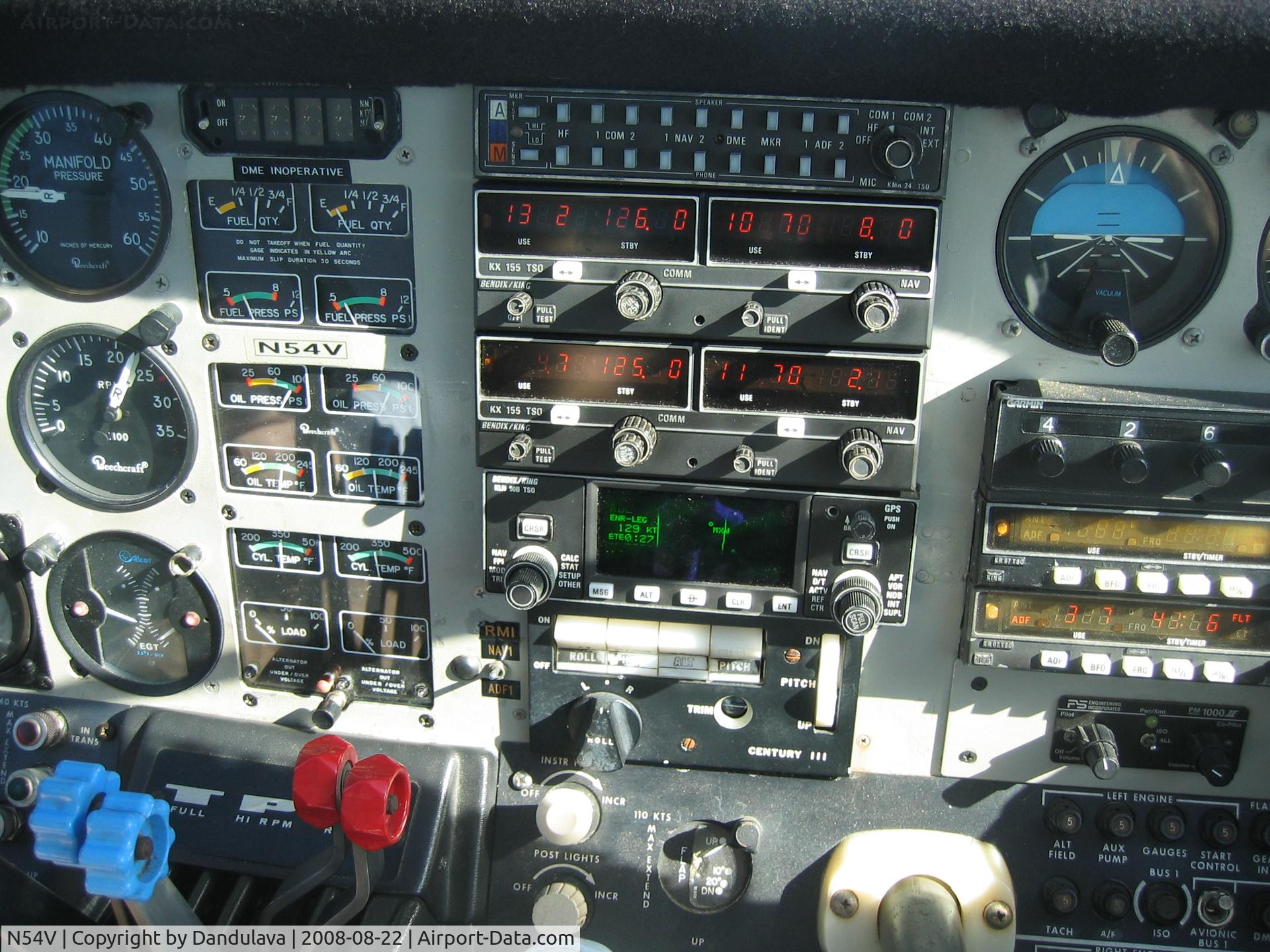 N54V, 1980 Beech 76 Duchess C/N ME-313, detail of BE-76 instrumentation