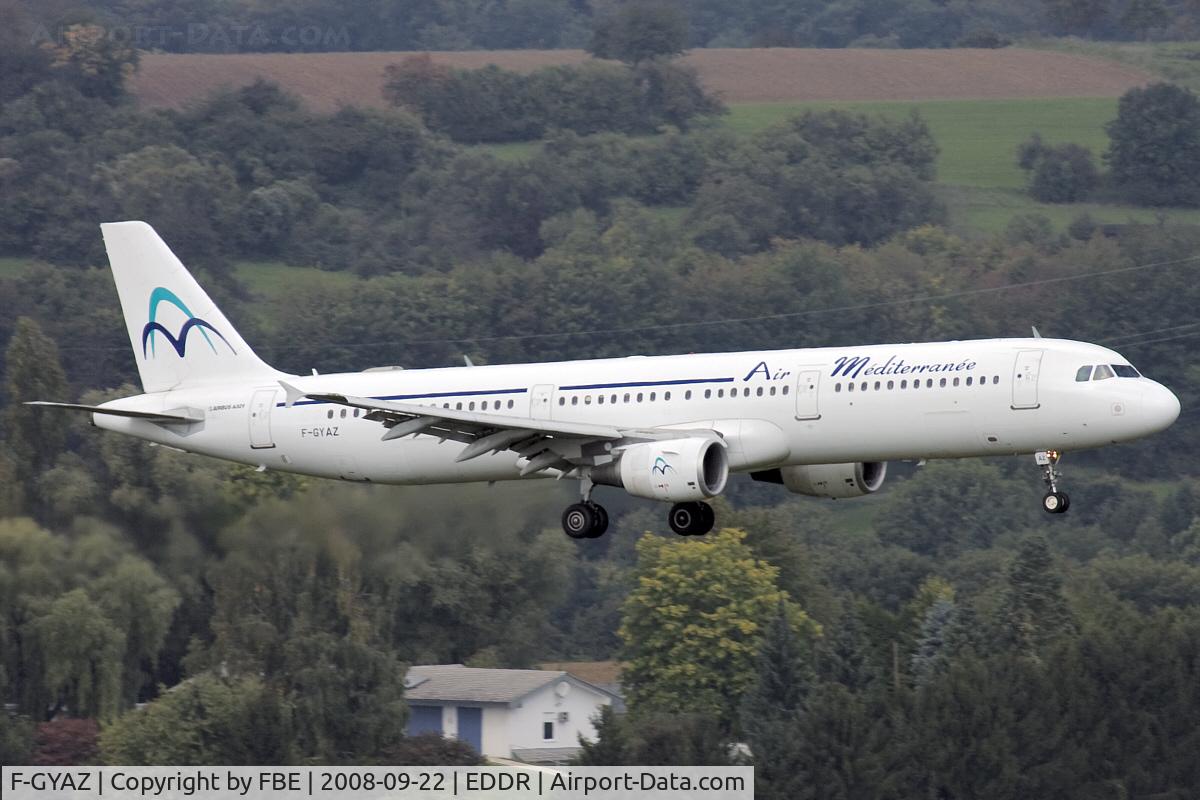 F-GYAZ, 1994 Airbus A321-111 C/N 519, short final at EDDR
