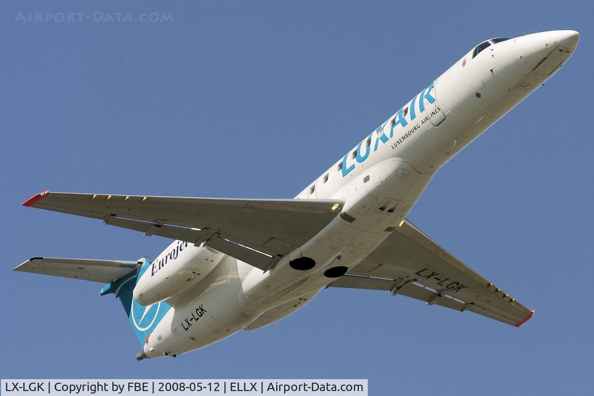 LX-LGK, 2005 Embraer ERJ-135LR (EMB-135LR) C/N 14500886, climb out at ELLX