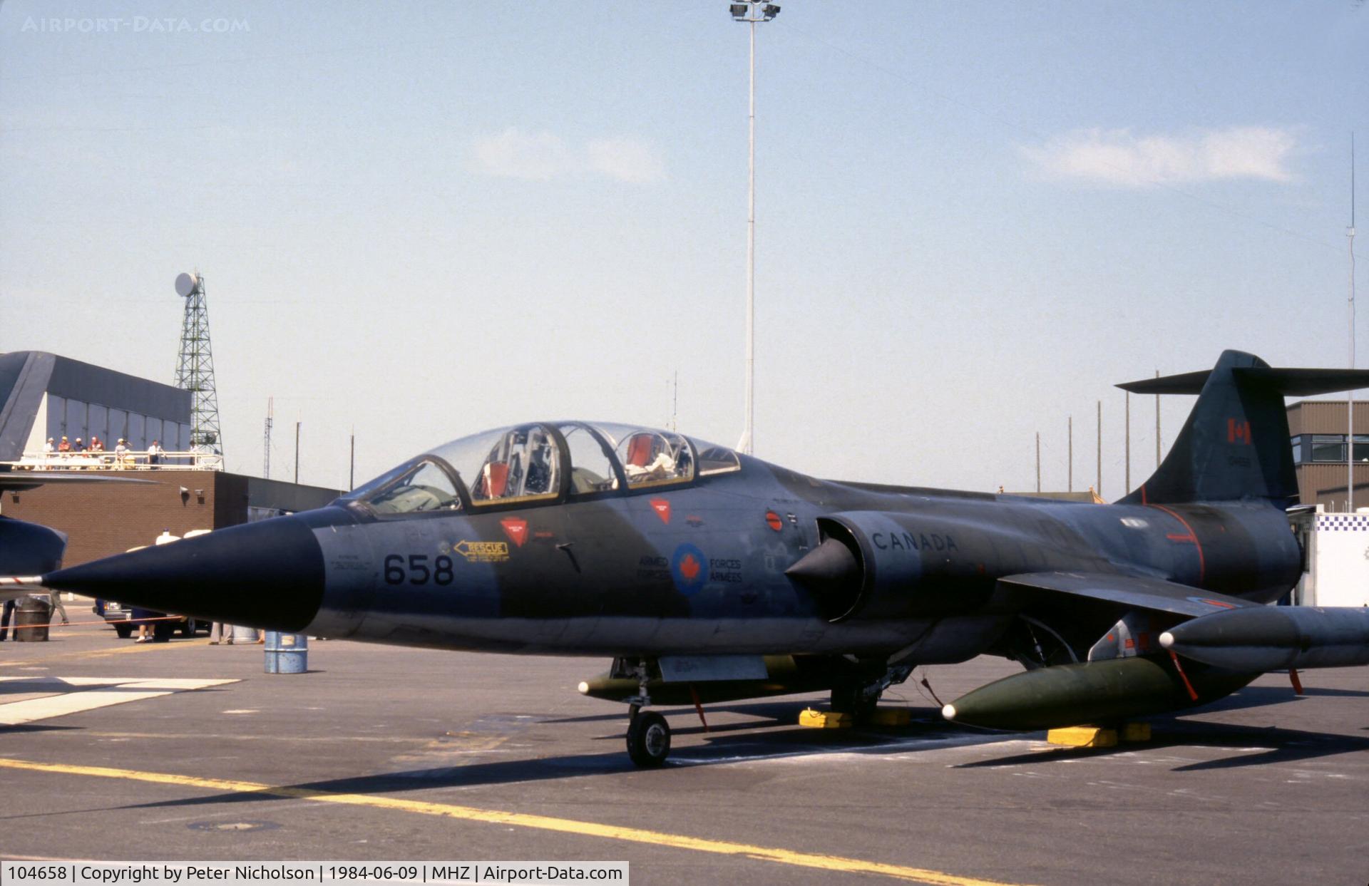 104658, Lockheed CF-104D Starfighter C/N 583A-5328, CF-104D Starfighter of 1 Canadian Air Group at the 1984 RAF Mildenhall Air Fete.