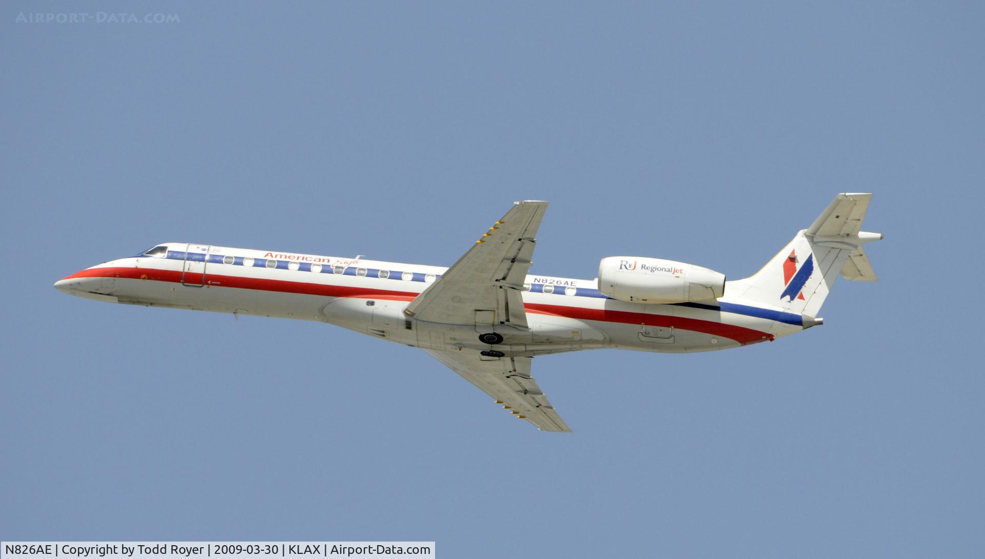 N826AE, 2002 Embraer ERJ-140LR (EMB-135KL) C/N 145592, Departing LAX on 25R
