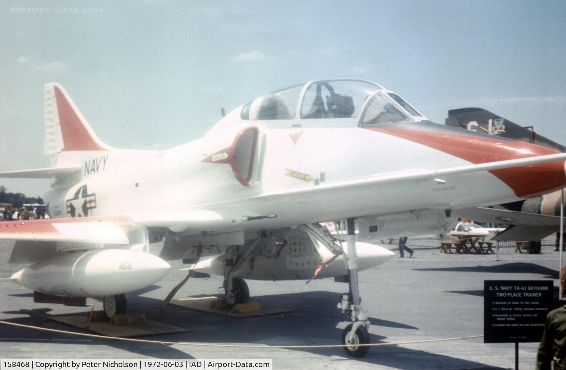 158468, 1972 Douglas TA-4J Skyhawk C/N 14273, TA-4J Skyhawk in the static park of Transpo 72 held at Dulles Intnl Airport.