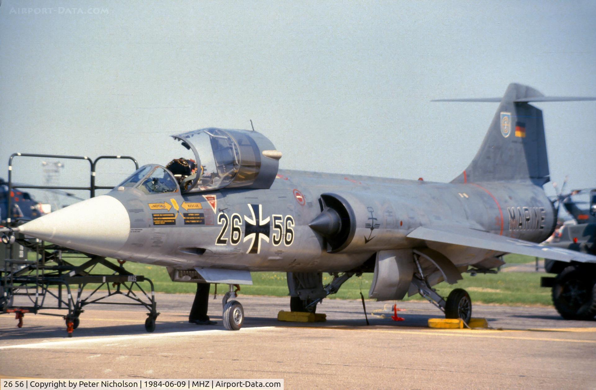 26 56, Lockheed F-104G Starfighter C/N 683-7402, F-104G Starfighter of German Marineflieger MFG-2 at the 1984 RAF Mildenhall Air Fete.