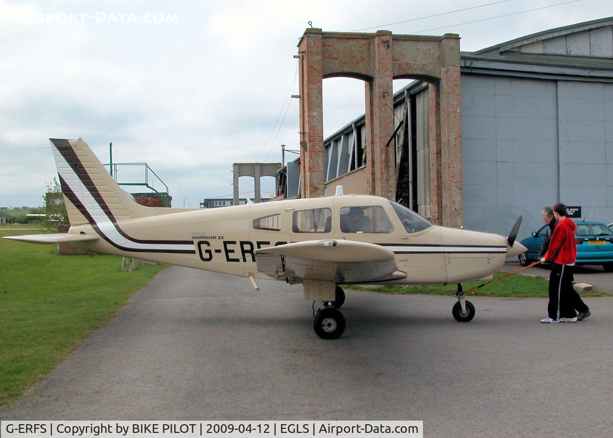 G-ERFS, 1982 Piper PA-28-161 Cherokee Warrior II C/N 28-8216051, FOX SIERRA BEING TOWED TO THE HANGERS FOR A WASH AFTER A BUSY DAY'S FLYING