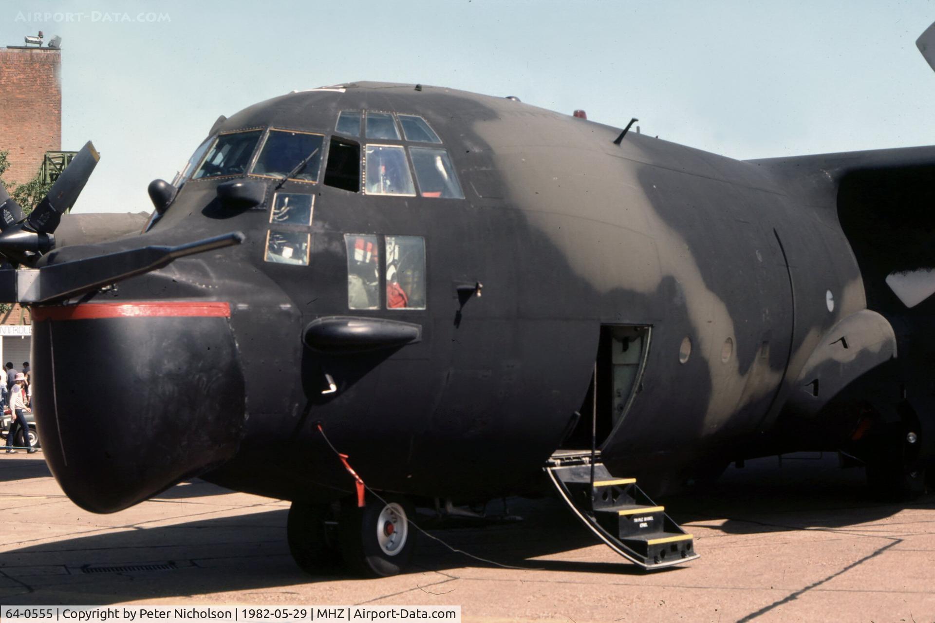 64-0555, 1964 Lockheed MC-130E Hercules C/N 382-4056, MC-130E Hercules, named Triple Nickel Ethel, of 7 Special Operations Squadron at the 1982 RAF Mildenhall Air Fete.