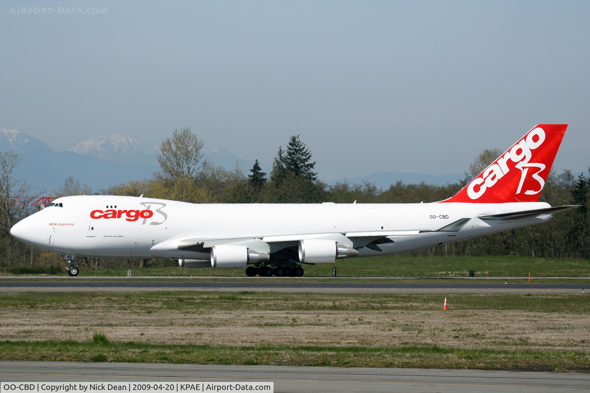 OO-CBD, 2009 Boeing 747-4KZF (SCD) C/N 36785, KPAE Boeing 480 finishing the high speed taxi test on 16R prior to departing 34L on its first flight