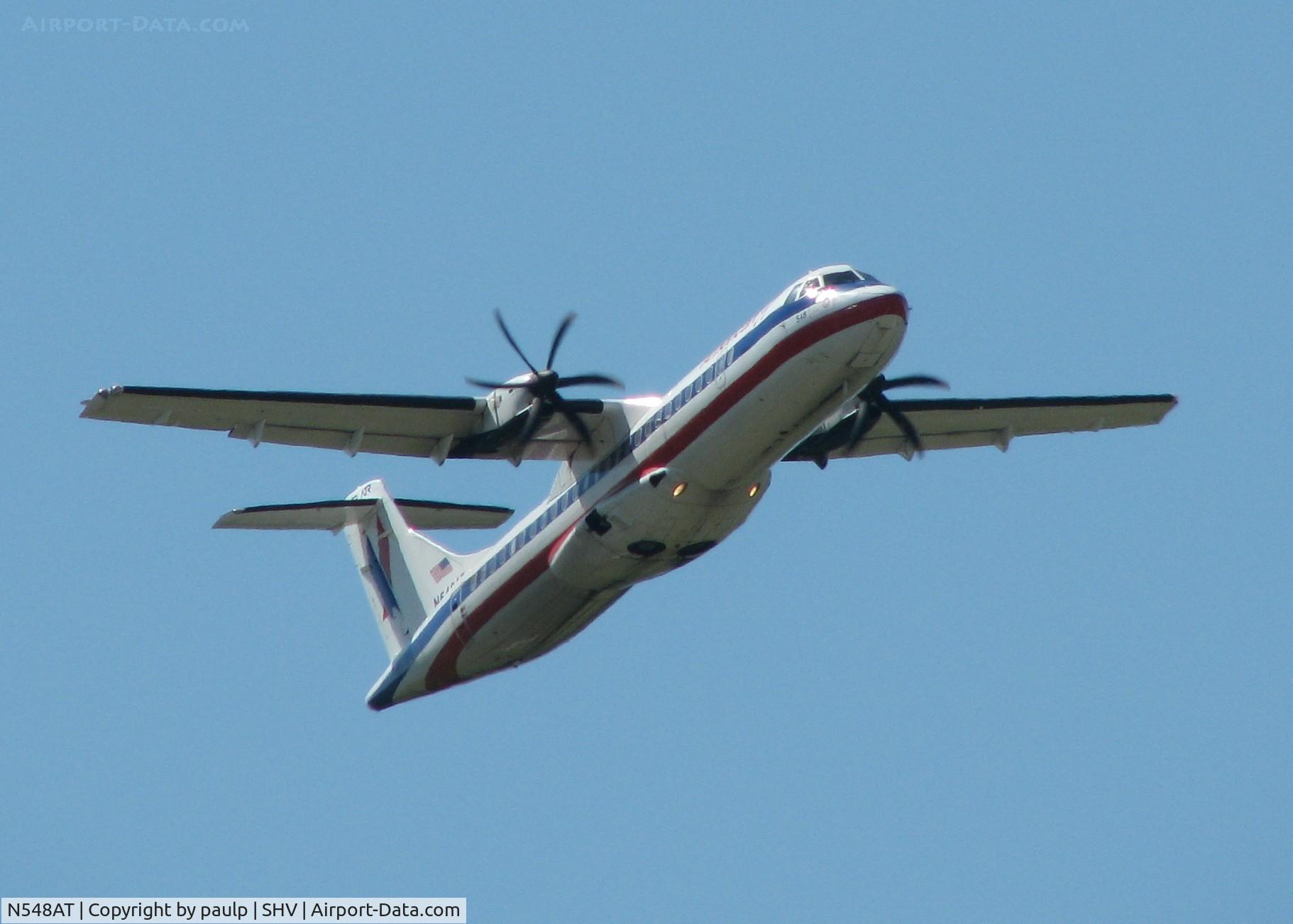 N548AT, 1998 ATR 72-212A C/N 548, Off of 32 at the Shreveport Regional airport.