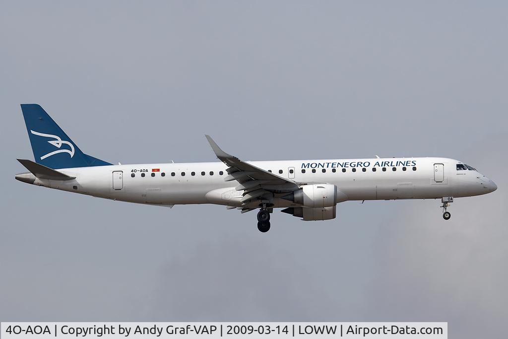 4O-AOA, 2008 Embraer 195LR (ERJ-190-200LR) C/N 19000180, Montenegro Airlines EMB190
