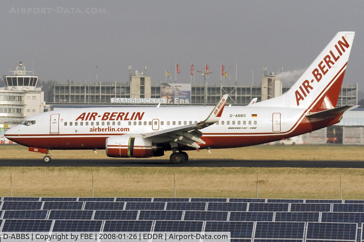 D-ABBS, 2001 Boeing 737-76N C/N 28654, decelerating down RW27 after another flight from the german capital Berlin