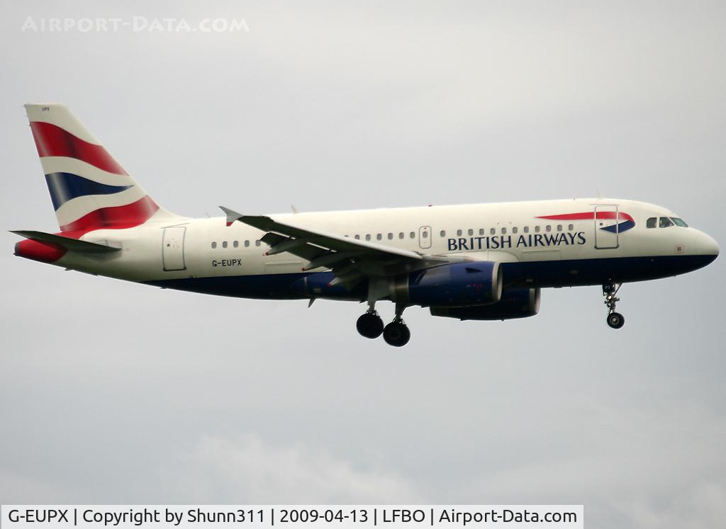 G-EUPX, 2001 Airbus A319-131 C/N 1445, Landing rwy 32L