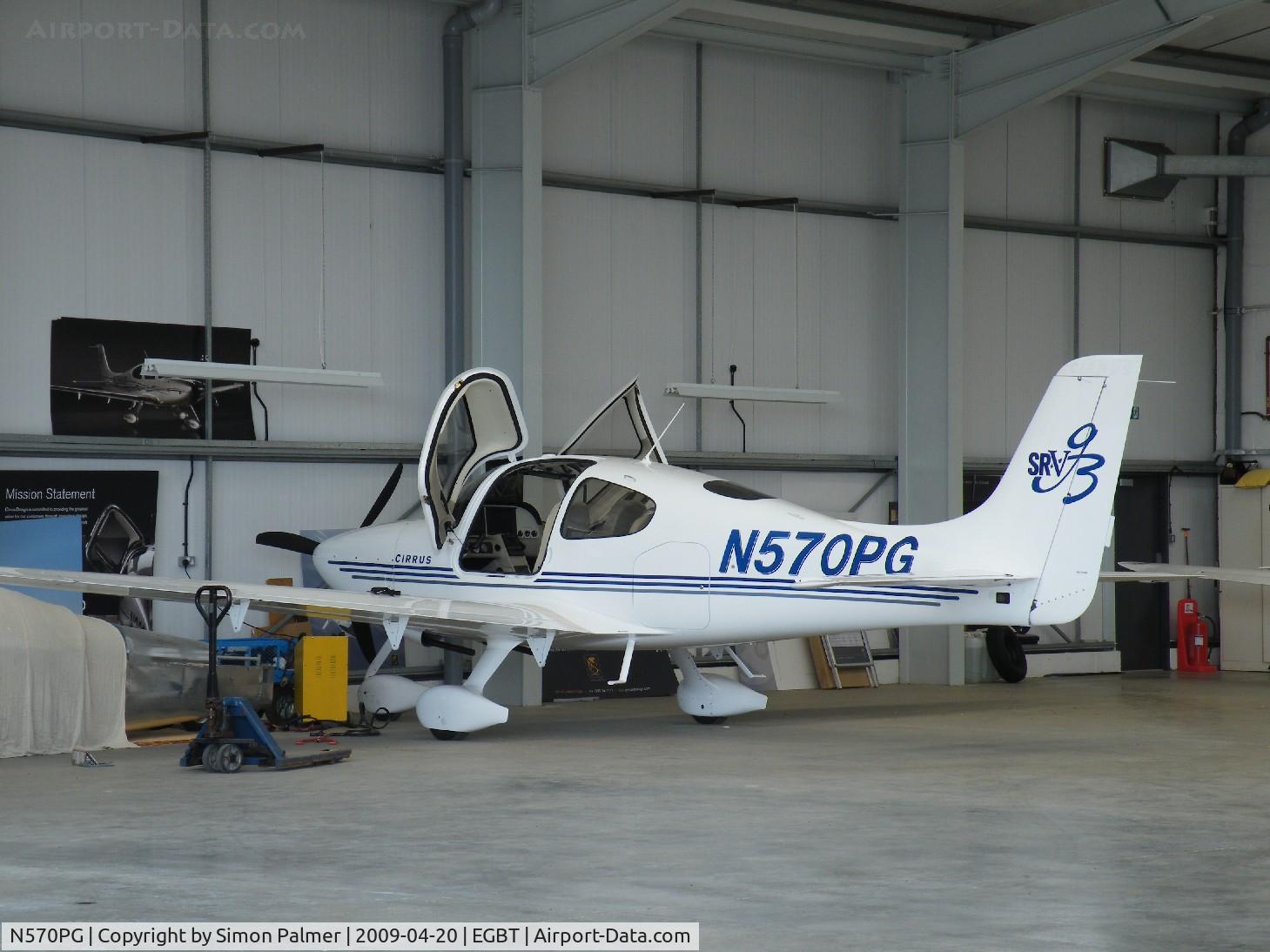 N570PG, 2008 Cirrus SR20 C/N 2012, SR20 V g3 seen in the hangar at Turweston