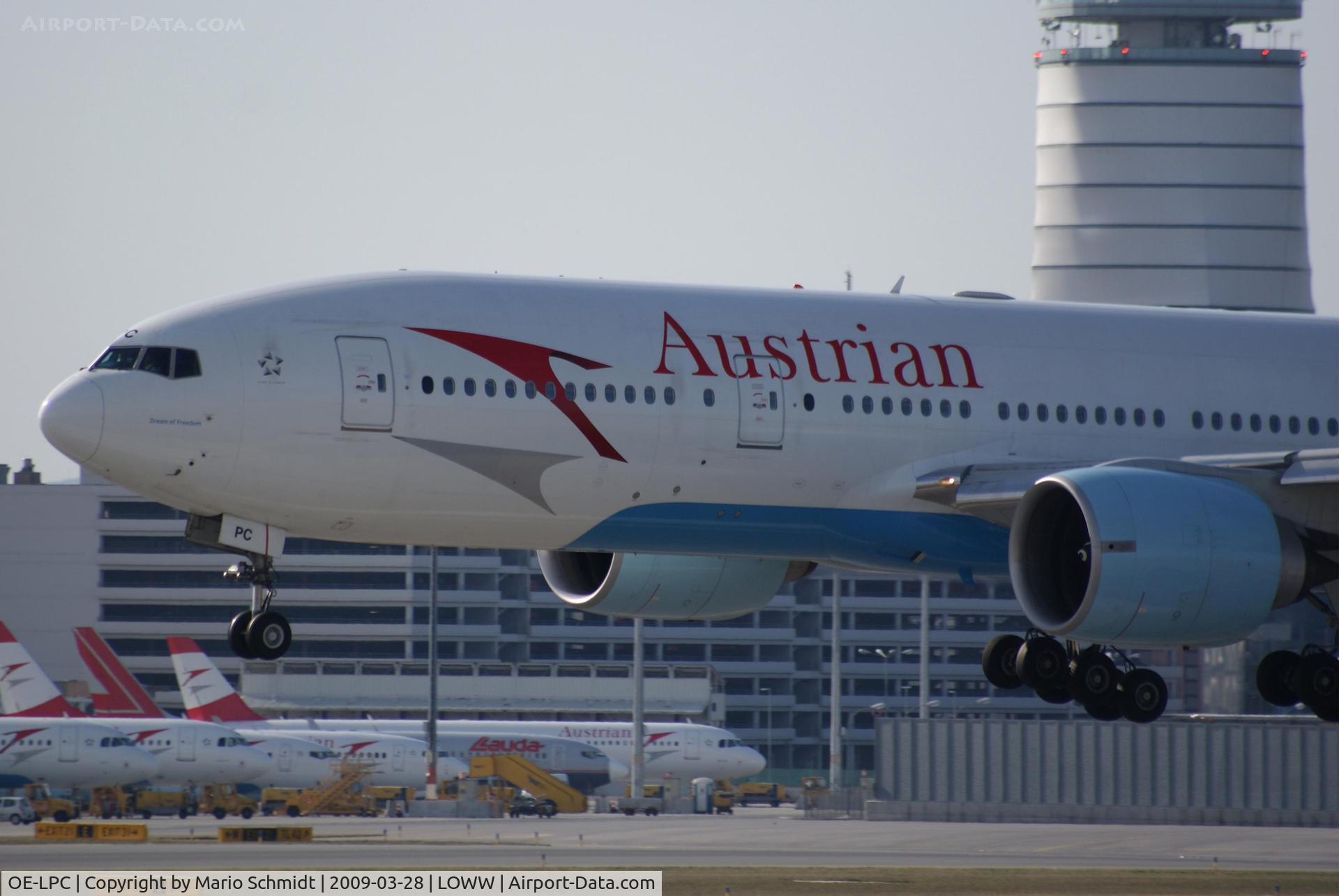 OE-LPC, 2002 Boeing 777-2Z9/ER C/N 29313, landing on runway 16