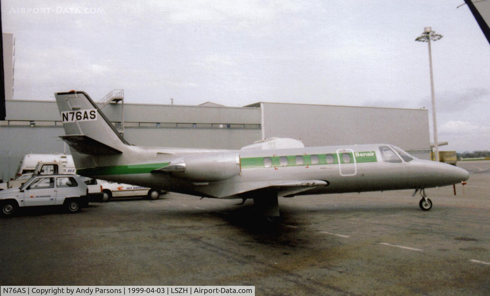 N76AS, Cessna 550 C/N 5500432, Scanned print Zurich 1999
