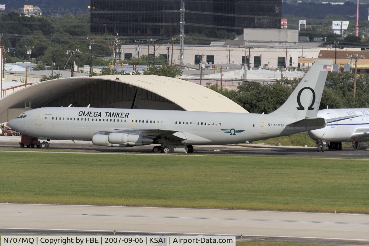 N707MQ, 1977 Boeing 707-368C C/N 21368, Omega Tanker rests at KSAT