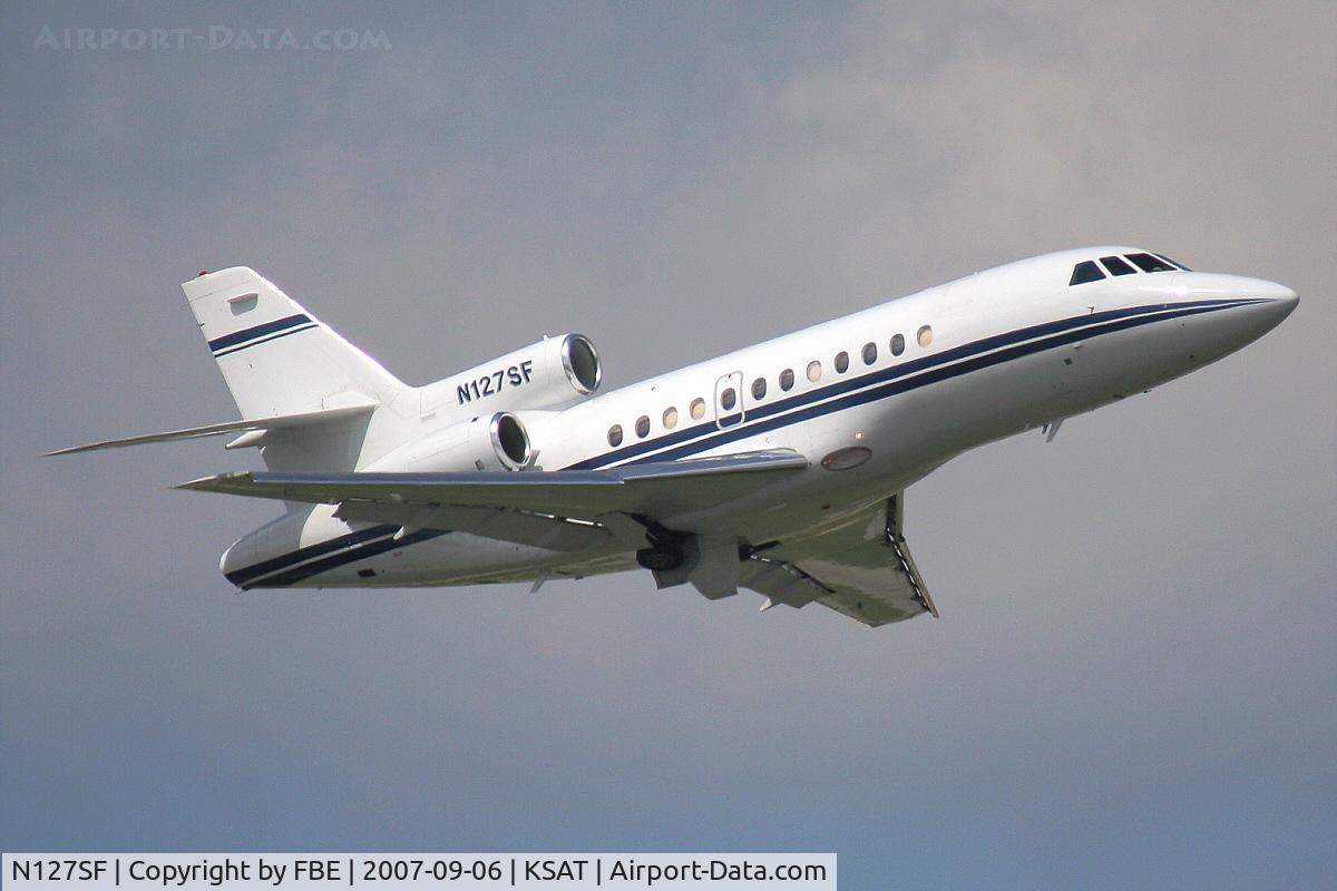 N127SF, 1997 Dassault Falcon 900EX C/N 013, leaving KSAT