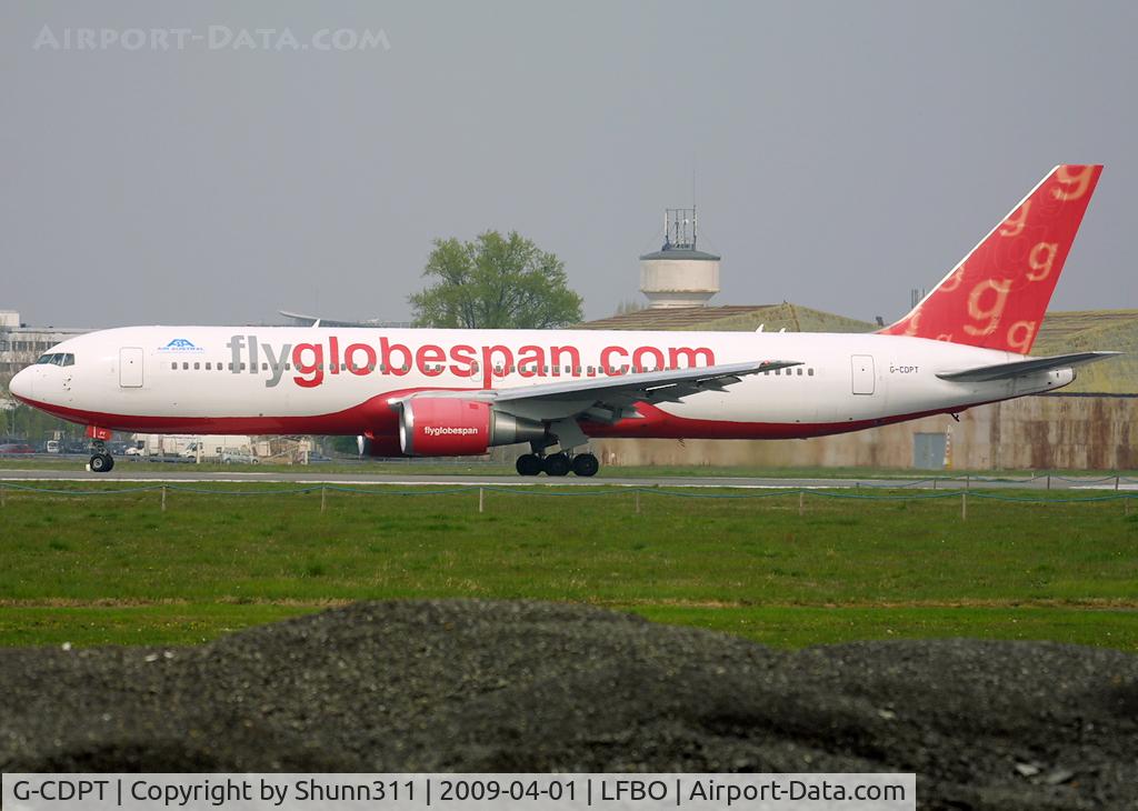 G-CDPT, 2000 Boeing 767-319 C/N 29388, Ready for take off rwy 32R with additional Air Austral titles...