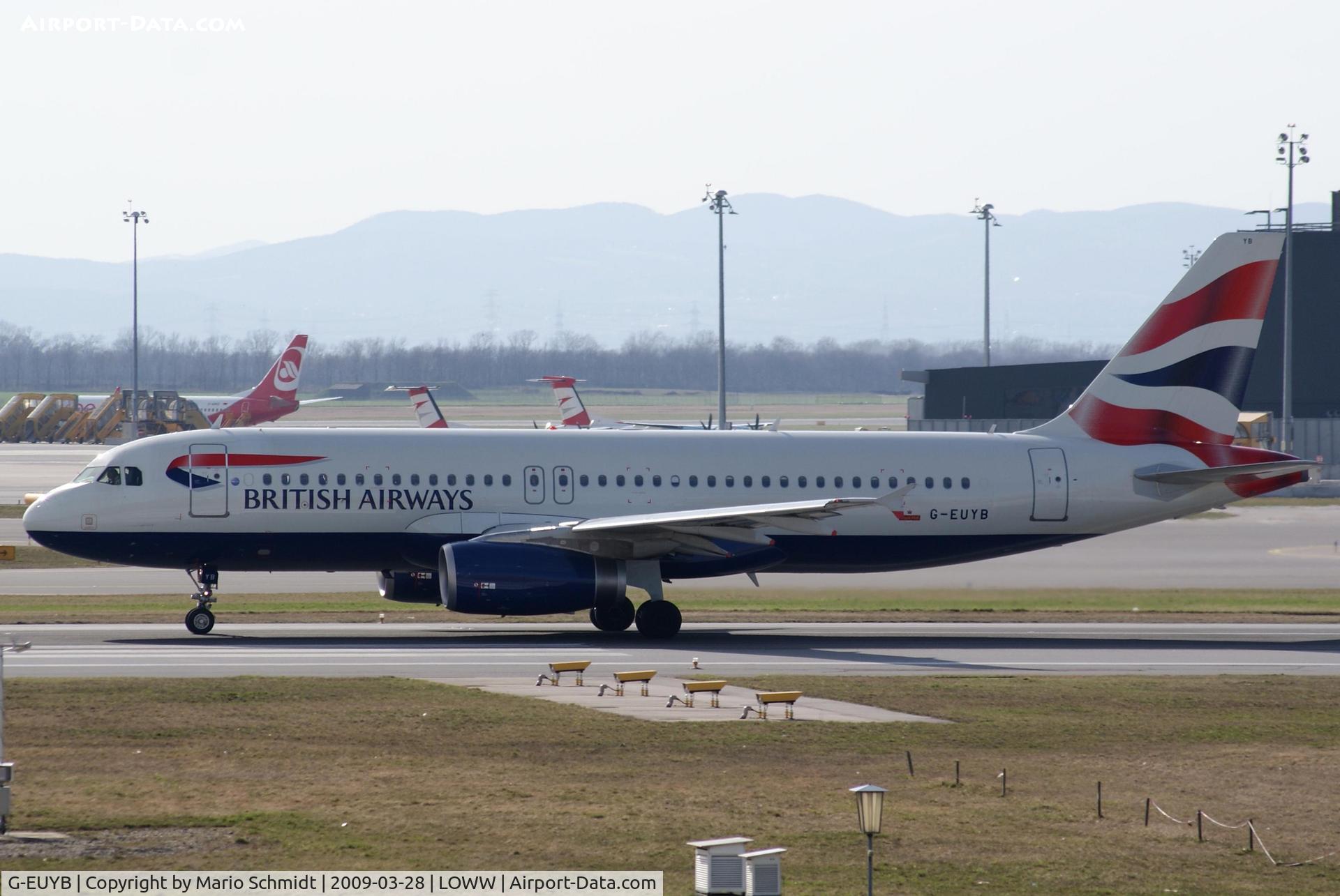 G-EUYB, 2008 Airbus A320-232 C/N 3703, take off on runway 16