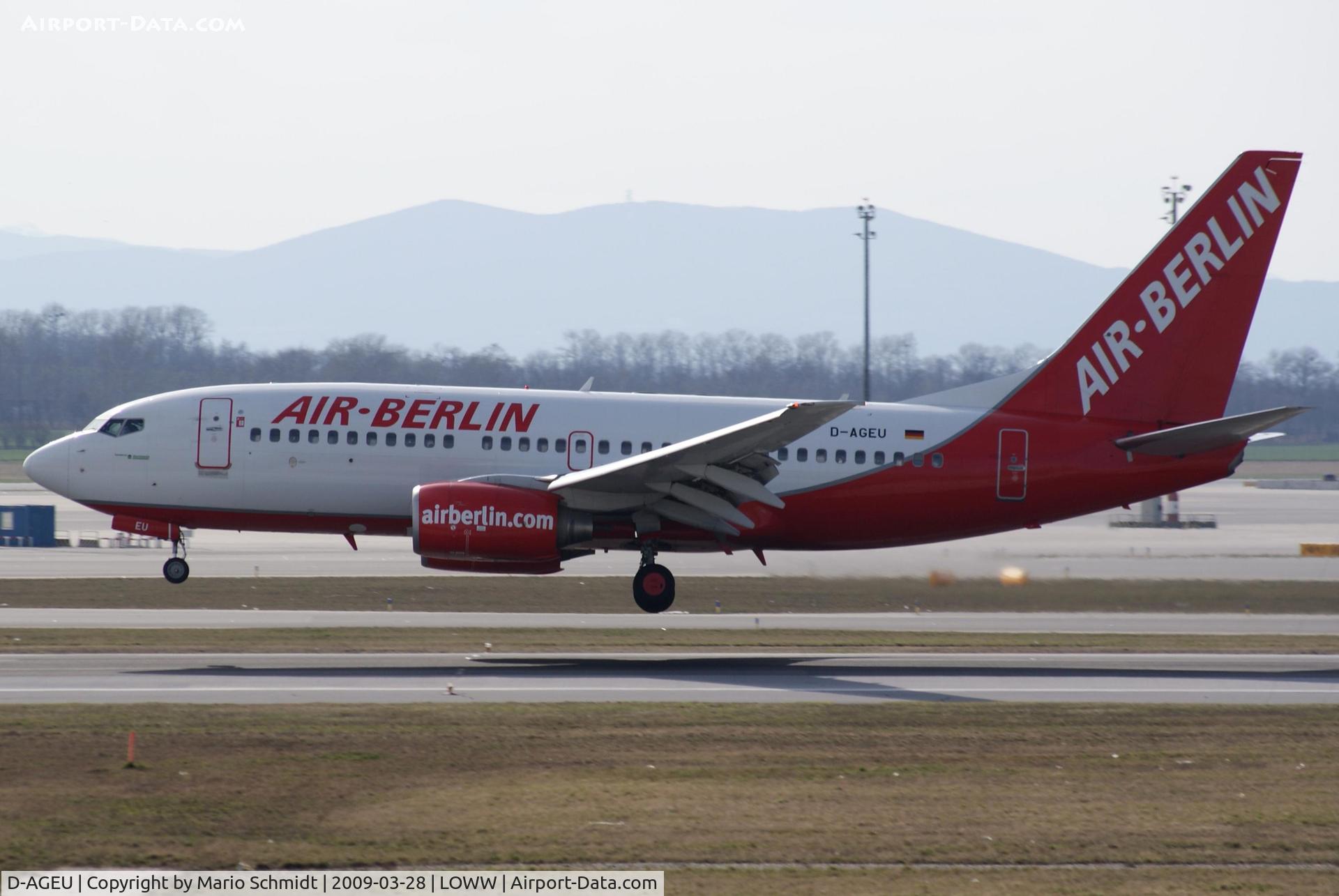 D-AGEU, 1998 Boeing 737-75B C/N 28104, landing on runway 16