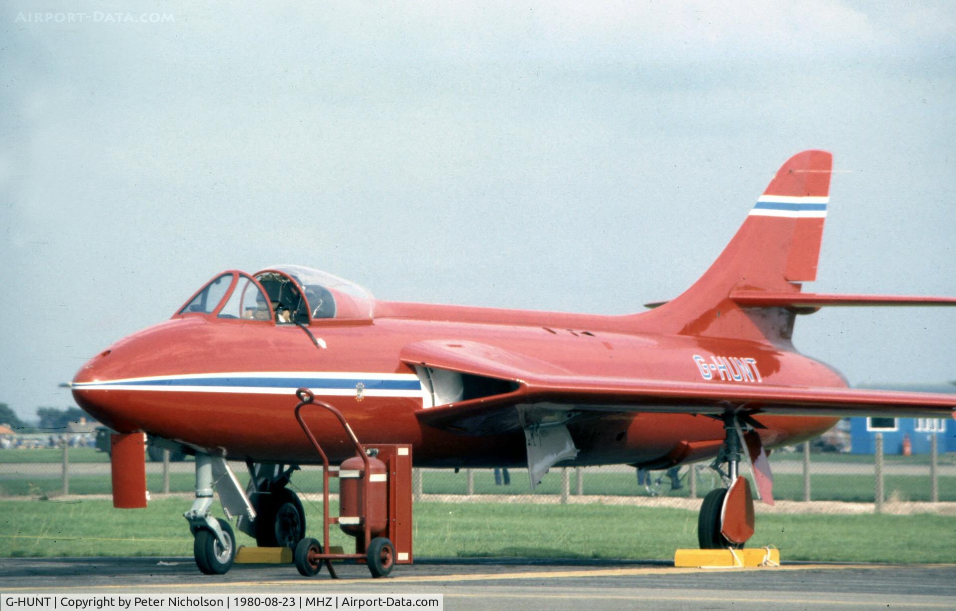 G-HUNT, 1956 Hawker Hunter F.51 C/N 41H-680277, Ex Royal Danish Air Force Hunter F.51 at the 1980 RAF Mildenhall Air Fete.