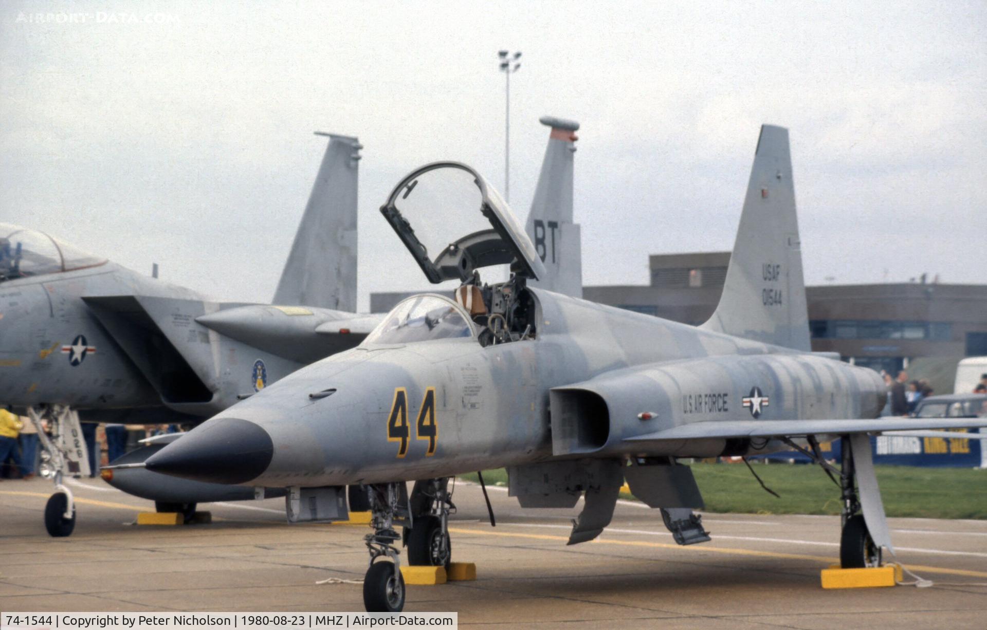 74-1544, 1974 Northrop F-5E Tiger II C/N R.1202, F-5E Tiger II of 527th Tactical Fighter Training Aggressor Squadron at the 1980 RAF Mildenhall Air Fete.