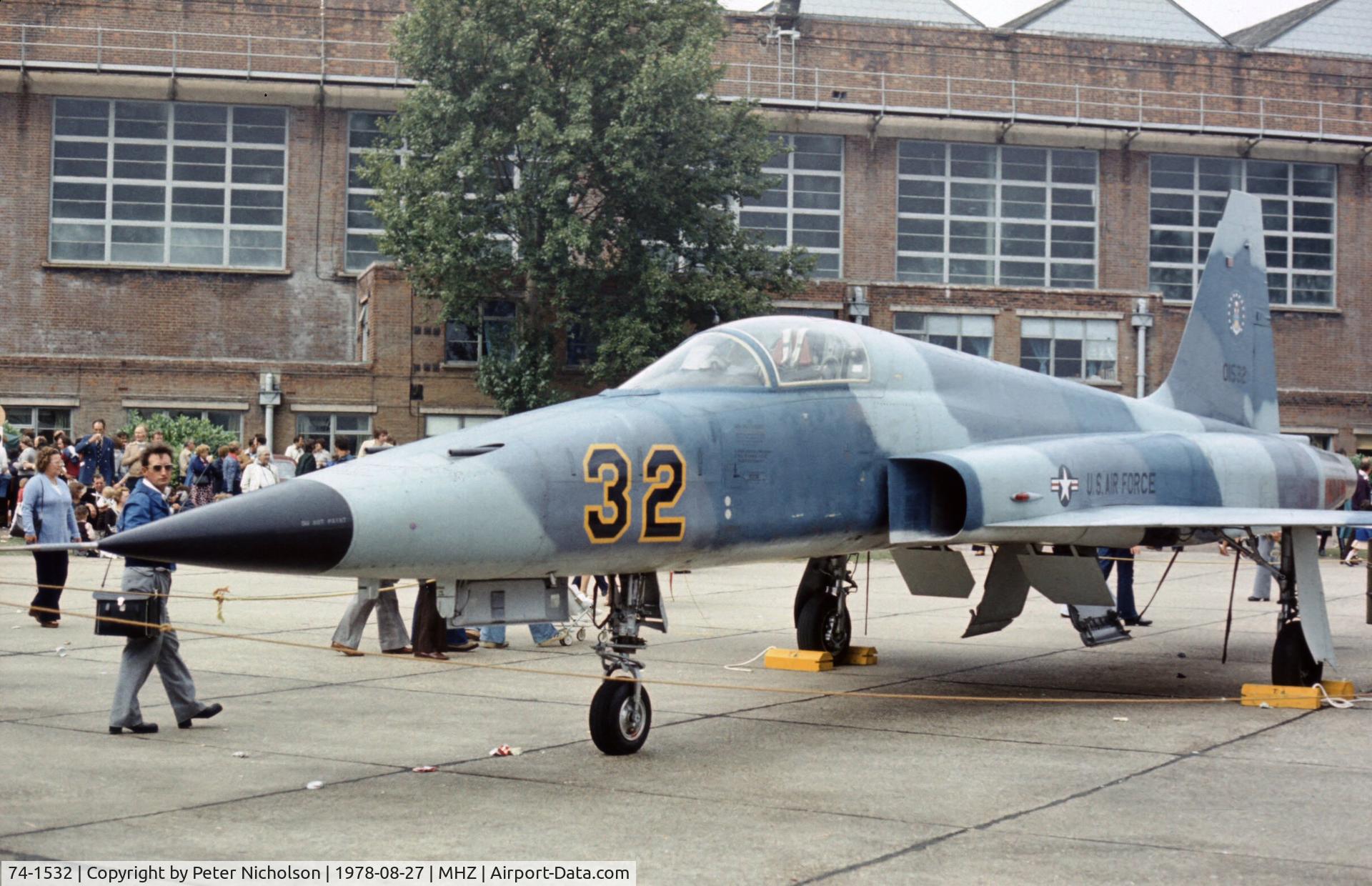 74-1532, 1974 Northrop F-5E Tiger II C/N R.1190, F-5E Tiger II of 527th Tactical Fighter Training Aggressor Squadron at the 1978 RAF Mildenhall Air Fete.