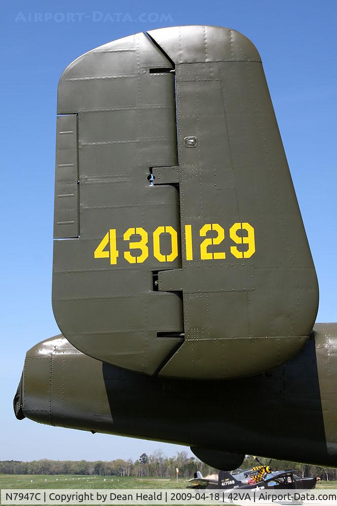 N7947C, 1944 North American B-25J Mitchell Mitchell C/N Not found 44-30129/N7947C, Right vertical stabilizer of 