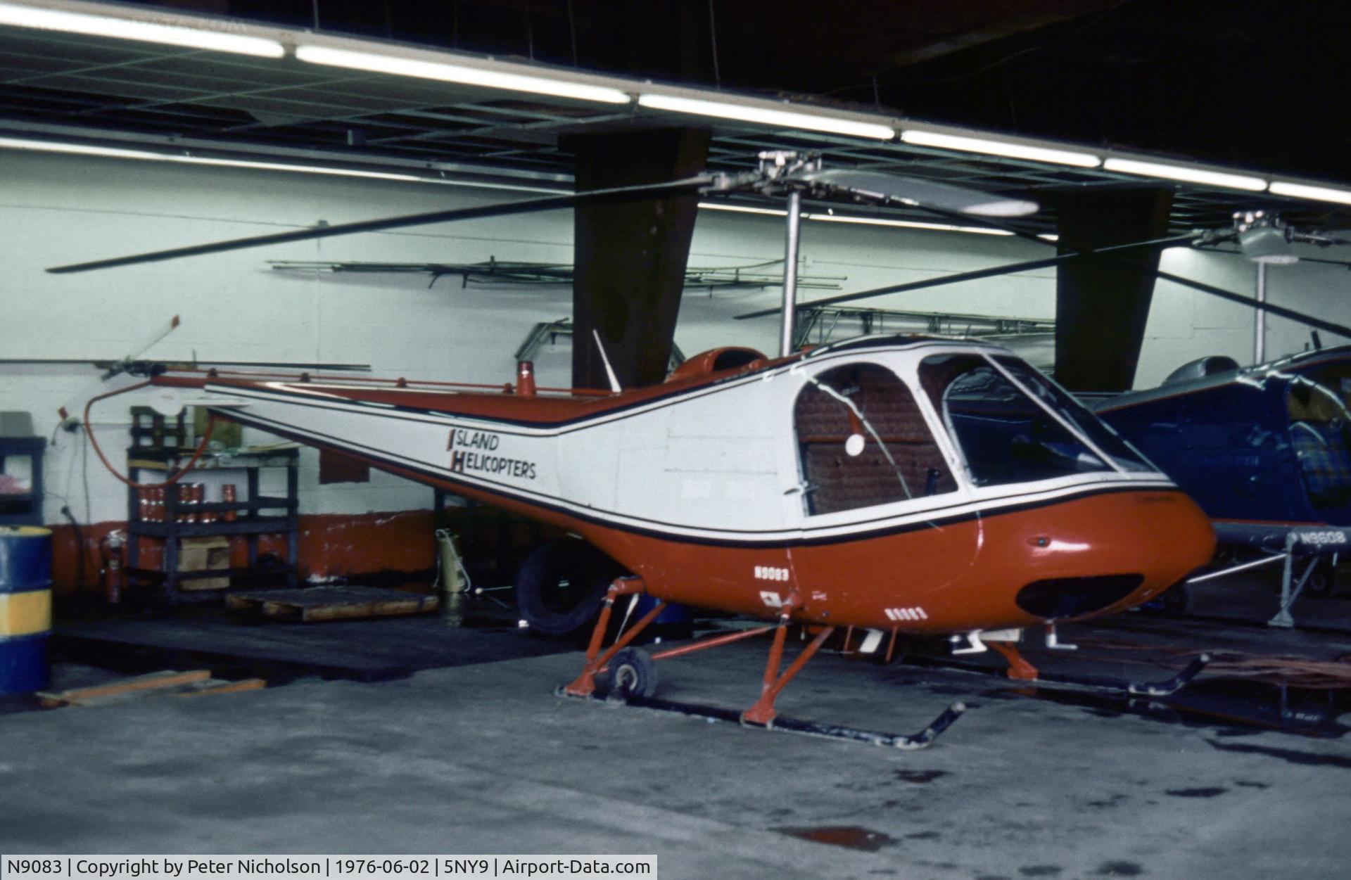 N9083, 1974 Enstrom F-28A C/N 217, Enstrom F-28A of Island Helicopters at their base at Roosevelt Heliport, Long Island in the Summer of 1976.