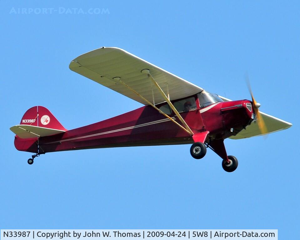 N33987, 1941 Taylorcraft BF12-65 C/N 2839, Departing runway 22