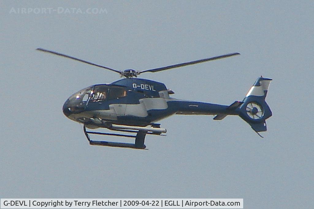 G-DEVL, 2001 Eurocopter EC-120B Colibri C/N 1273, Eurocopter crossing the Heathrow flightpath