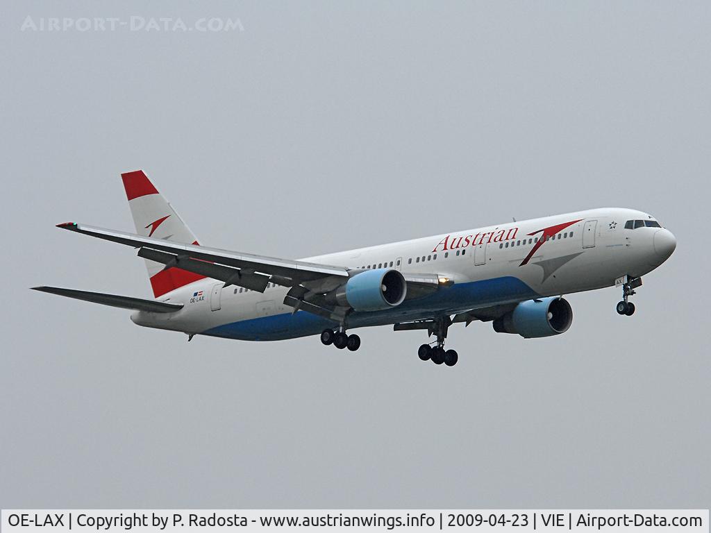 OE-LAX, 1992 Boeing 767-3Z9/ER C/N 27095, Austrian 767 without Winglets approaching VIE