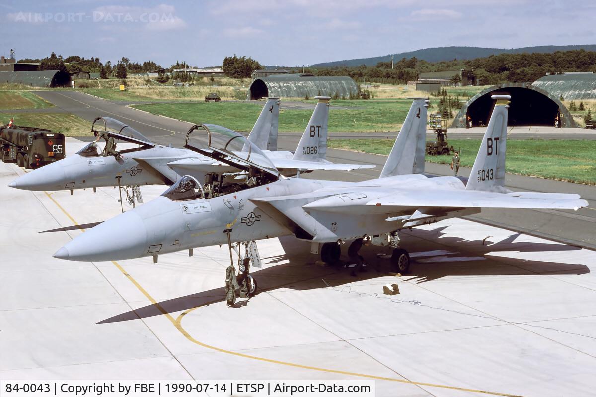 84-0043, 1984 McDonnell Douglas F-15D Eagle C/N 0915/D051, cross-service training at Luftwaffe Fliegerhorst Pferdsfeld (KM25 slidescan)