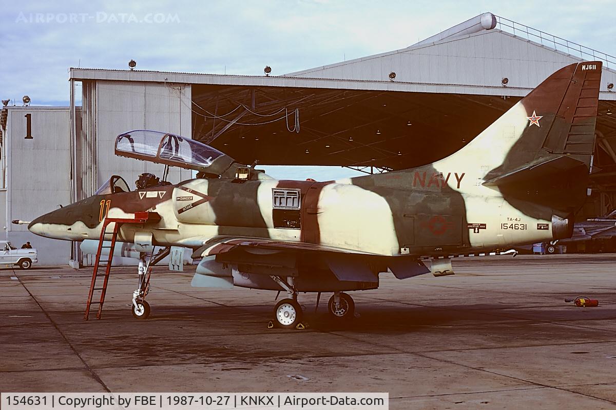 154631, Douglas TA-4J Skyhawk C/N 13749, Topgun TA-4J on the flightline at NAS Miramar (KM25 slidescan)
