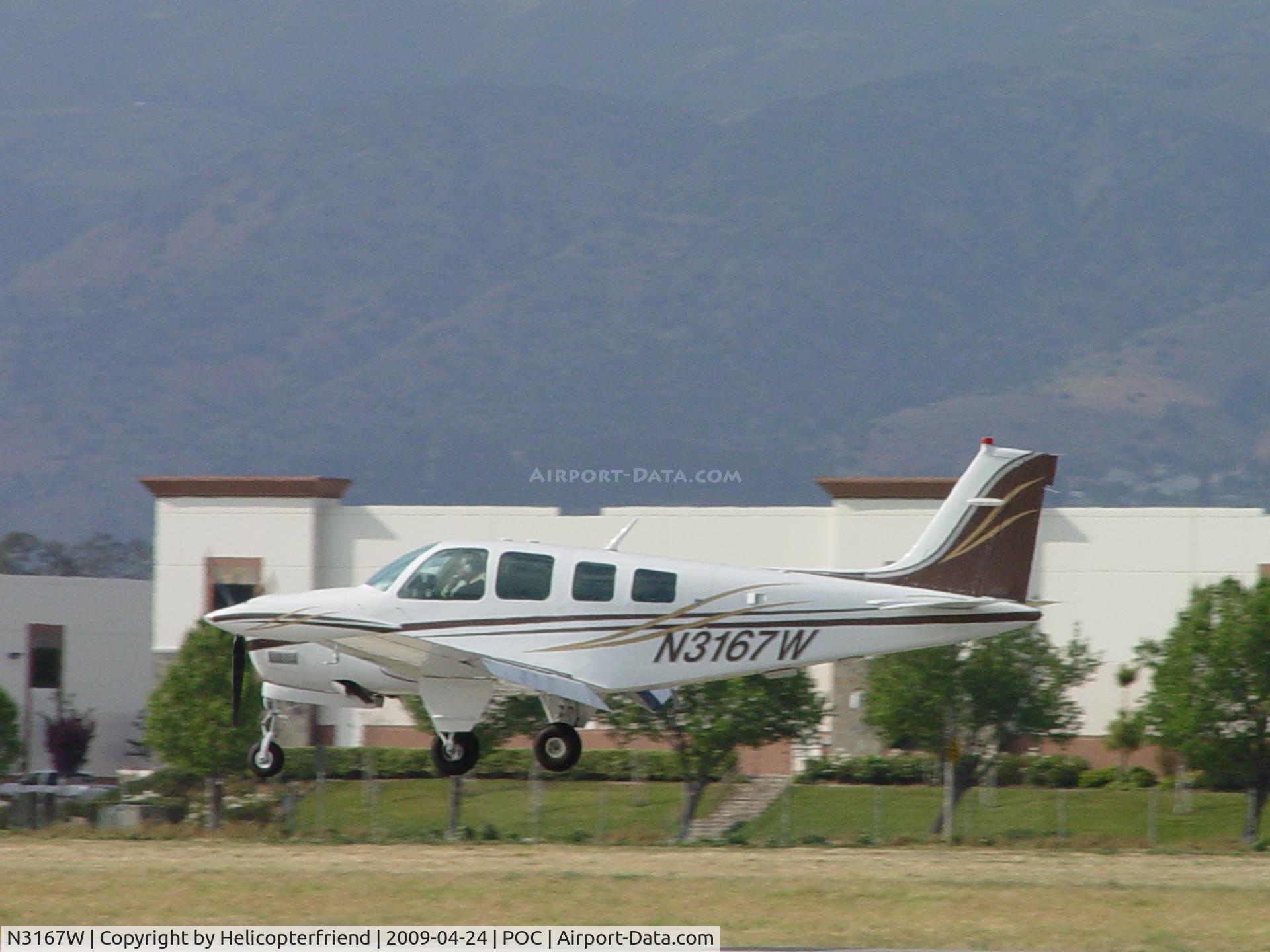 N3167W, 1988 Beech A36 Bonanza 36 C/N E-2434, Landing 26L at Brackett before crosswind hit