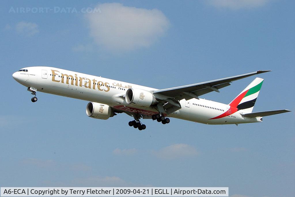A6-ECA, 2006 Boeing 777-36N/ER C/N 32794, on approach to London Heathrow