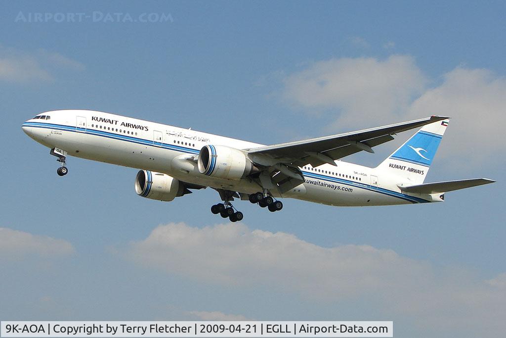 9K-AOA, 1998 Boeing 777-269/ER C/N 28743, Kuwait B777 at Heathrow