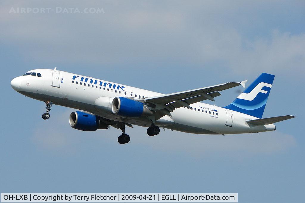 OH-LXB, 2001 Airbus A320-214 C/N 1470, Finnair A320 on approach to London Heathrow