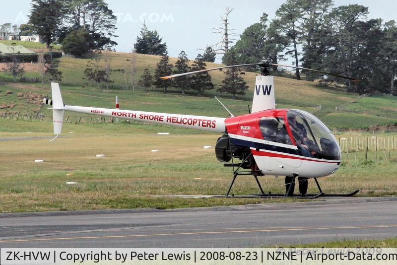 ZK-HVW, Robinson R22 Beta C/N 0874, North Shore Helicopter Training Ltd., Dairy Flat