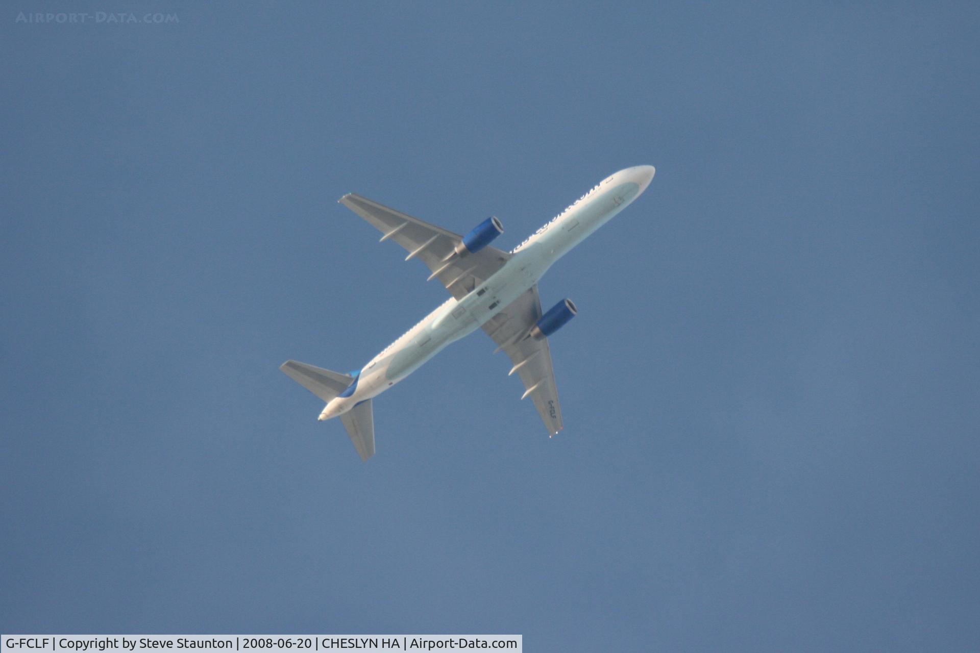 G-FCLF, 1999 Boeing 757-28A C/N 28835, Approaching Birmingham Airport over Cheslyn Hay