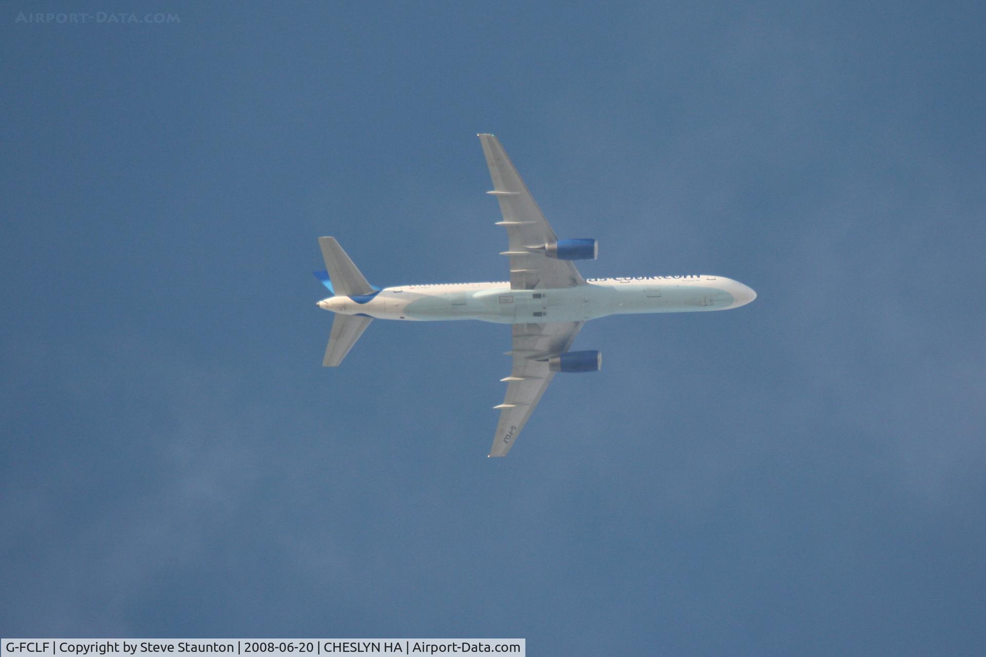 G-FCLF, 1999 Boeing 757-28A C/N 28835, Approaching Birmingham Airport over Cheslyn Hay