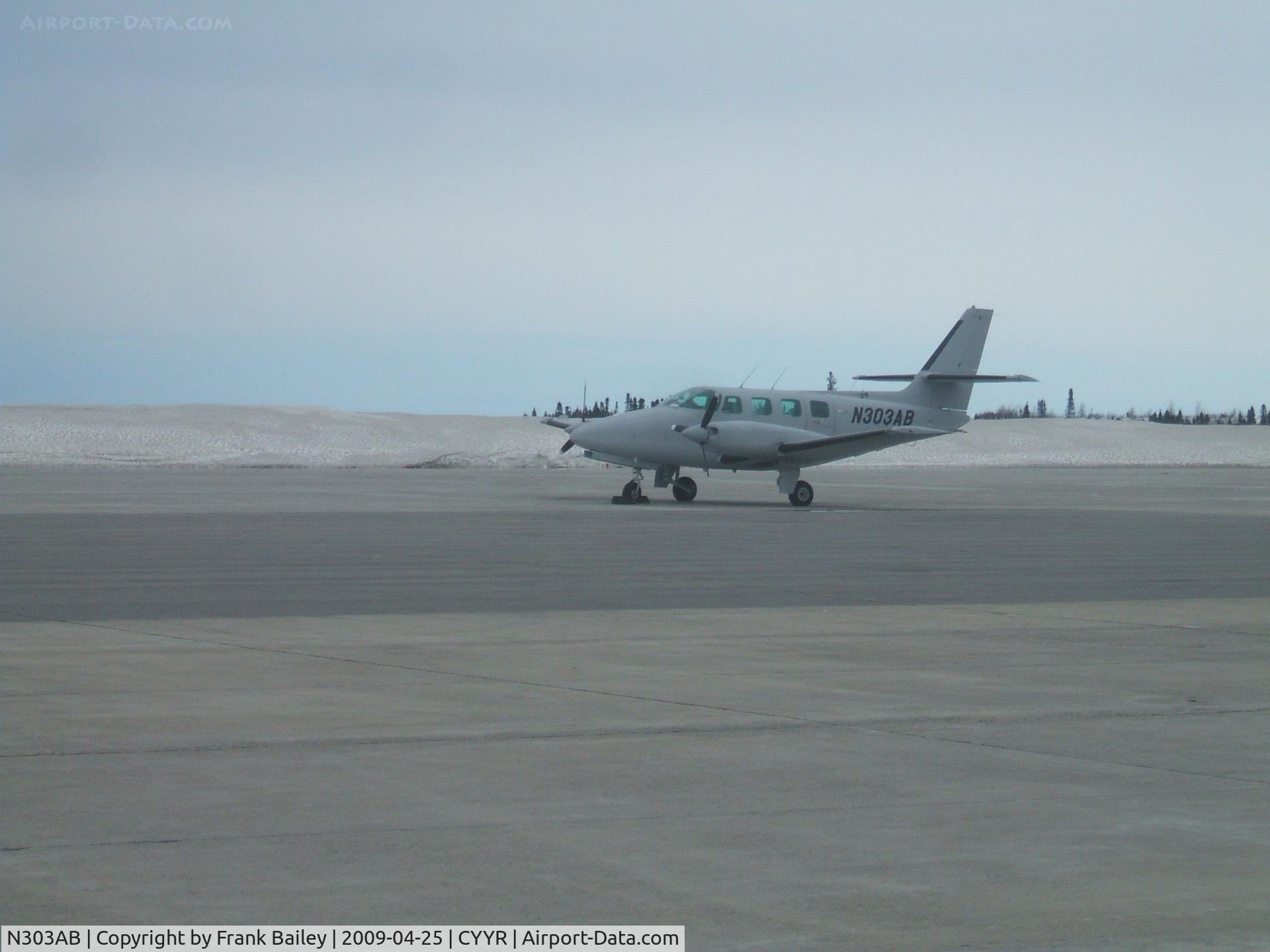 N303AB, 1981 Cessna T303 Crusader C/N T30300028, Parked at Woodward Aviation FBO, Goose Airport NL. April 25/09
