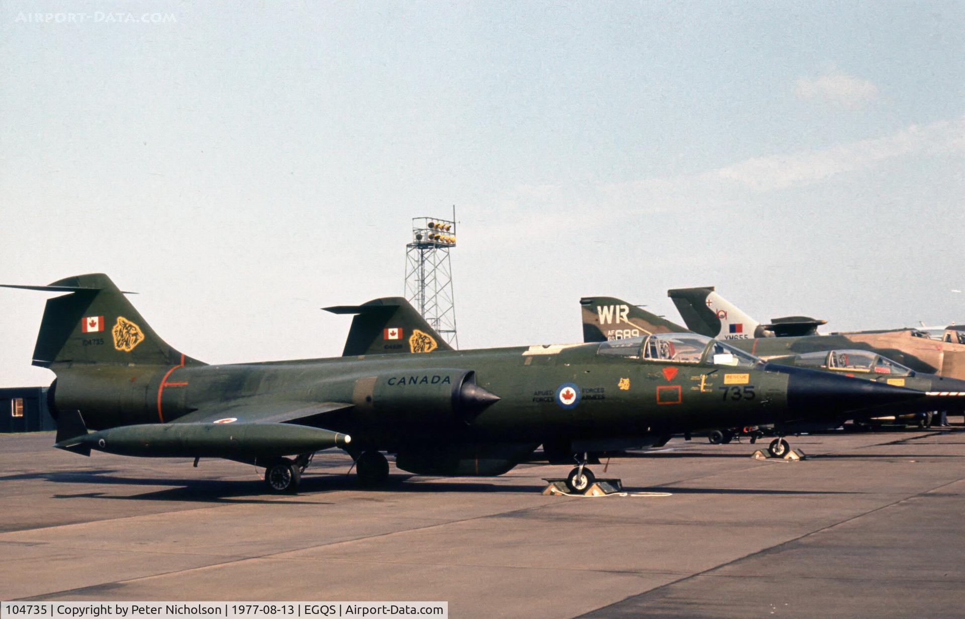 104735, Canadair CF-104 Starfighter C/N 683A-1035, CF-104 Starfighter of 439 Squadron Canadian Armed Forces at the 1977 RAF Lossiemouth Open Day.