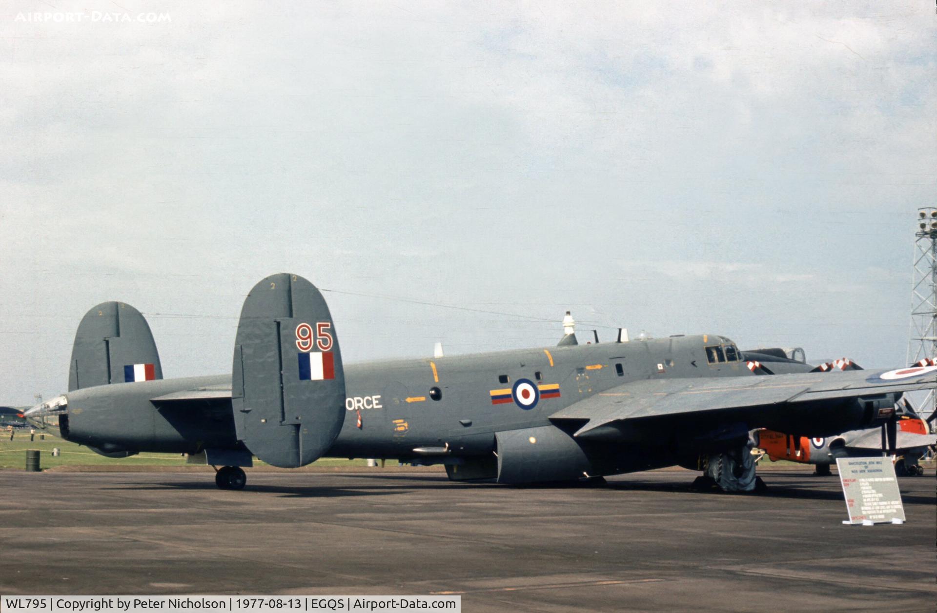 WL795, 1953 Avro 716 Shackleton AEW.2 C/N Not found WL795, Shackleton AEW.2 of 8 Squadron at the 1977 RAF Lossiemouth Open Day.
